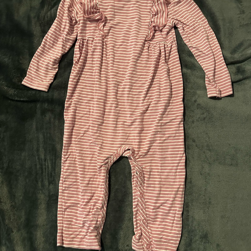 Little Sleepies Play Pink Striped Romper